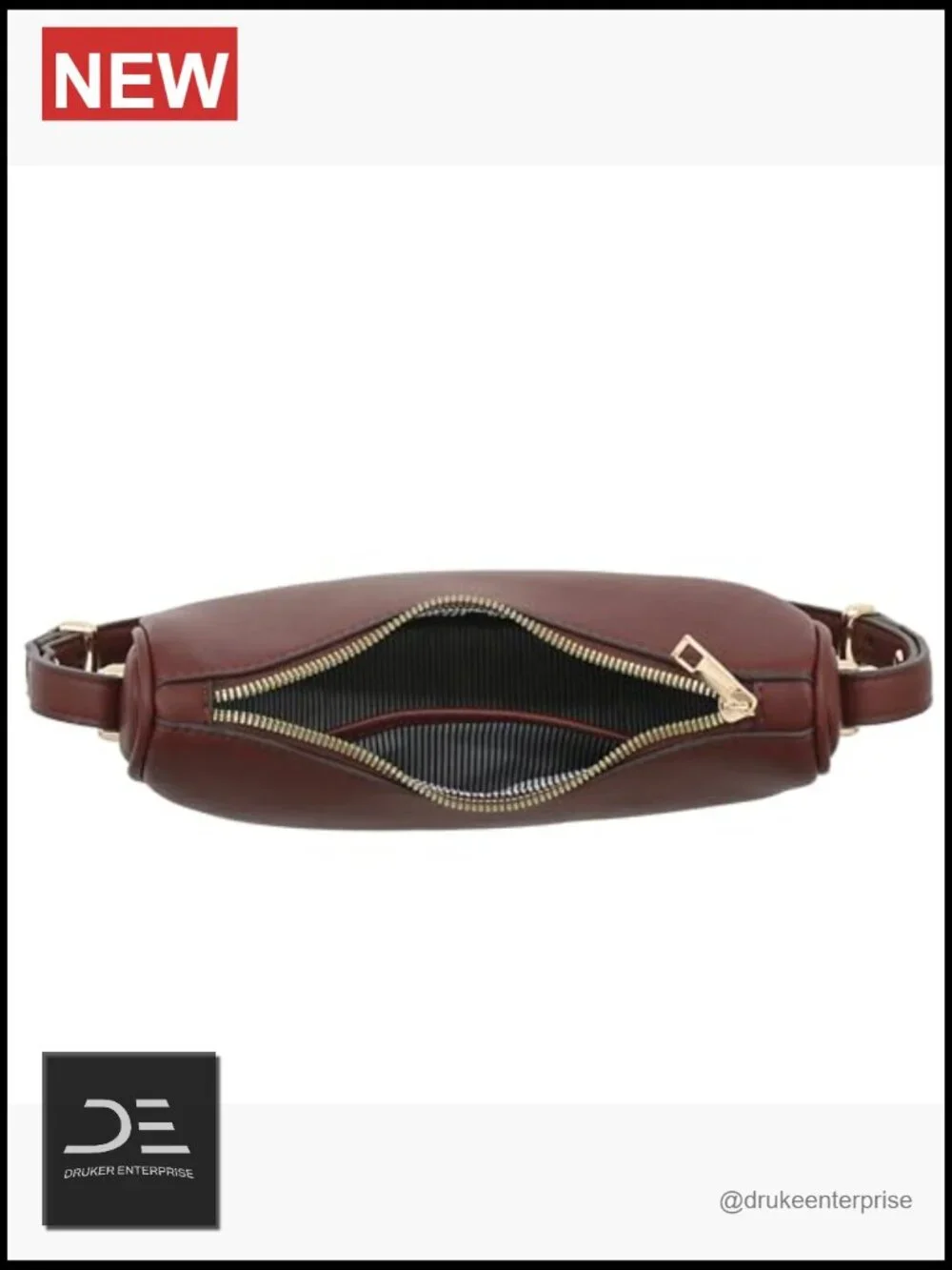 Small Crescent Smooth Faux Leather Underarm Shoulder Bag